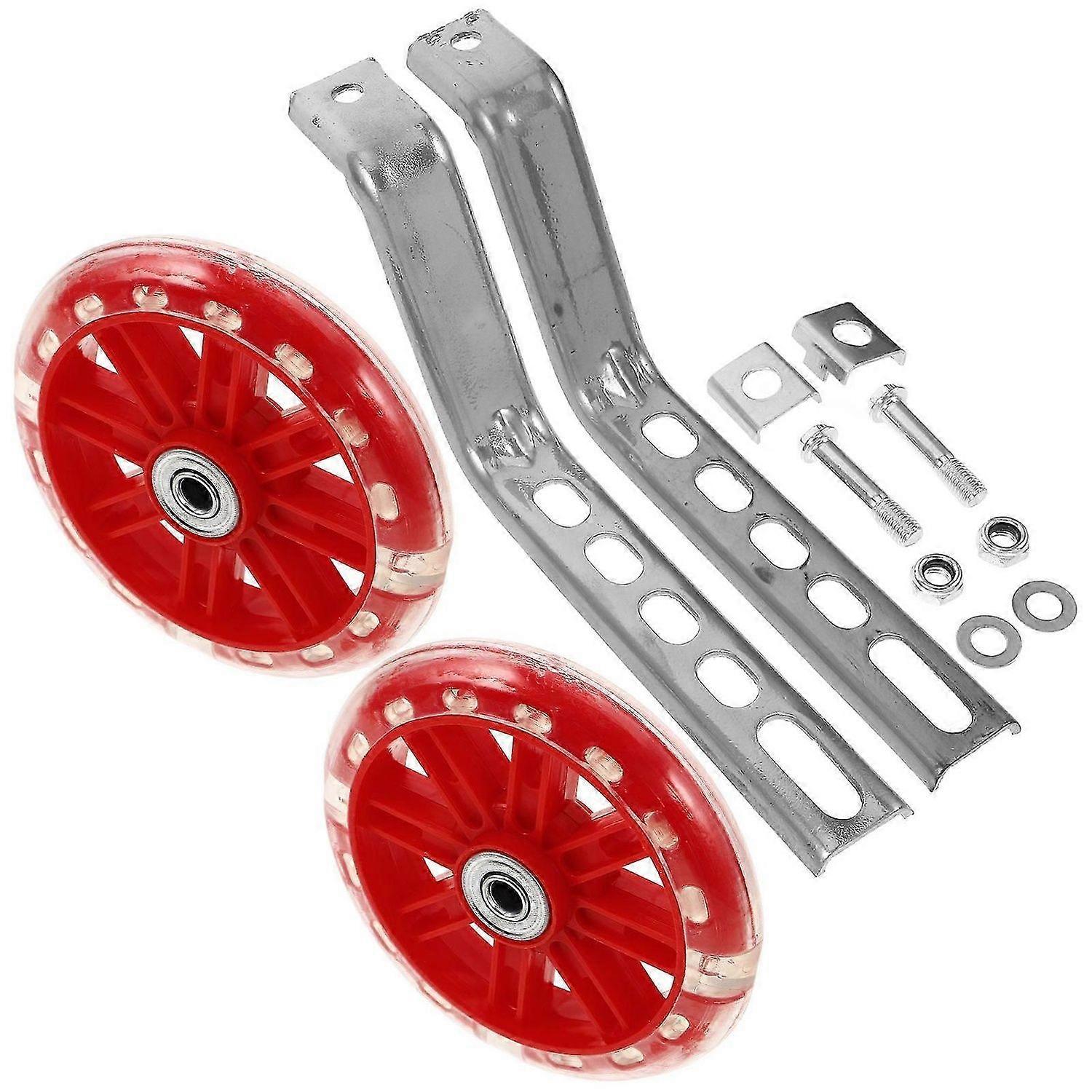 Adjustable Bicycle Training Wheels with Flashing Mute Wheel Red