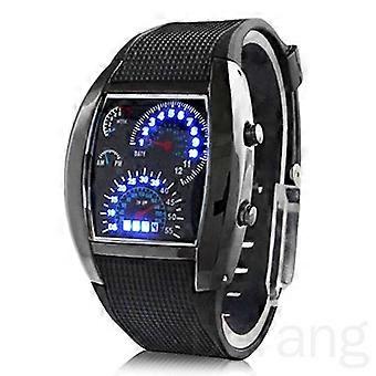 Montre de sport pour homme en acier inoxydable, montre-bracelet analogique à LED, montre en silicone