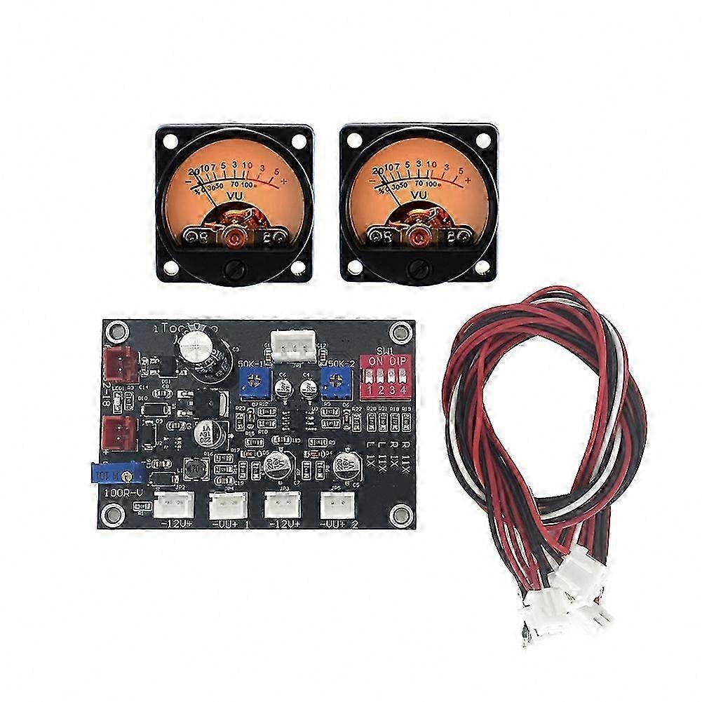 VU Meter Driver Board with Backlight DB Amplifier Chassis Adjustable Panel AC DC 12V-18V Includes 2pcs VU Meter