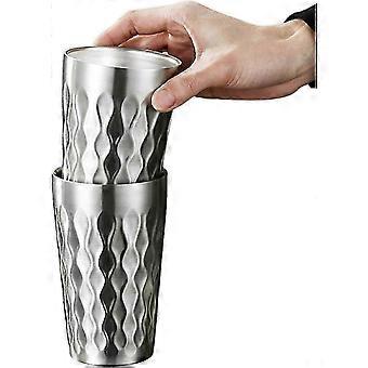 2 st rostfria campingkoppar | Rostfritt stål Camping Cup Set - 2st Rostfritt stål dubbelväggiga muggar, dubbelskiktsdesign, 300ml, stapelbar