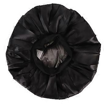 Gorro de ducha reutilizable con diseño de borde ancho, diseño impermeable, color negro, para mujeres, hombres y niños, suave y cómodo para el baño.