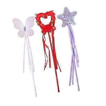 Party Wand Fairy Sticks Pentagram Heart Design 3Pcs Girls Lovely Wands