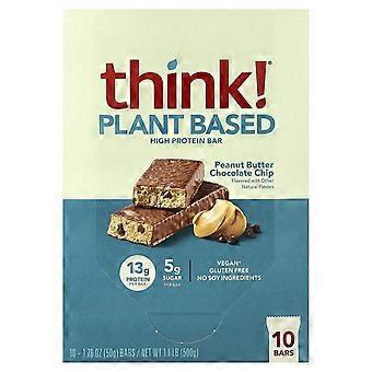 Think!, pflanzliche Proteinriegel, Erdnussbutter-Schokoladenstückchen, 10 Riegel, je 50 g