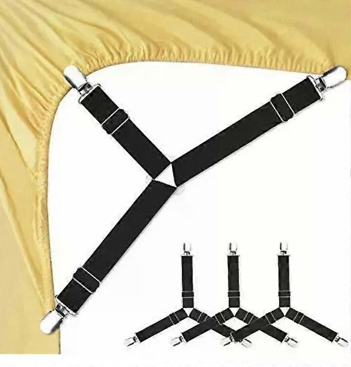 4 Pcs Triangle Fitted Adjustable Strap Fastener Holders For Bed Sheets