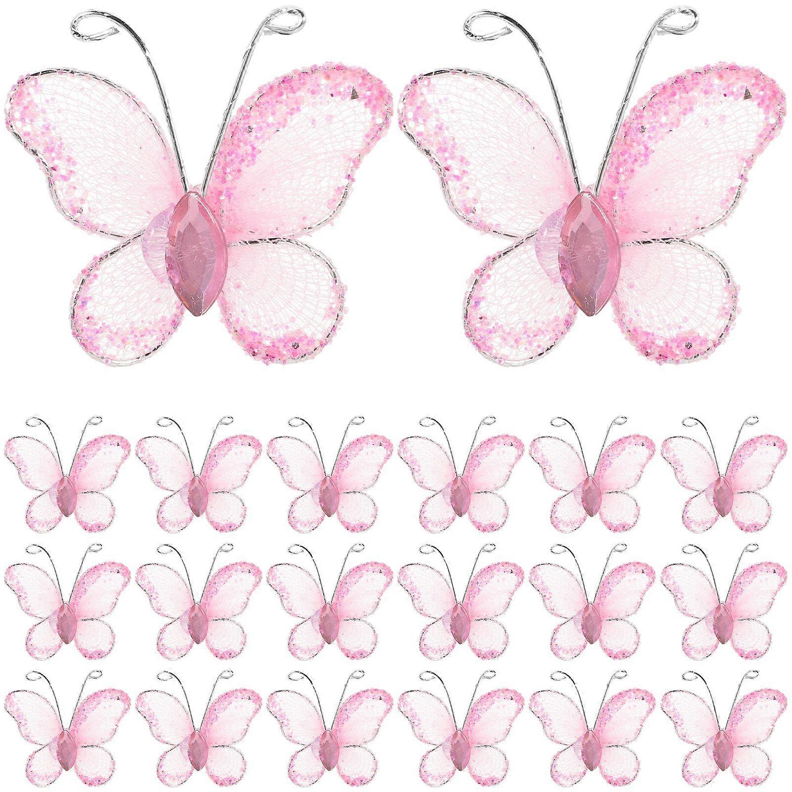 50pcs Sheer Mesh Wire Glitter com (rosa)