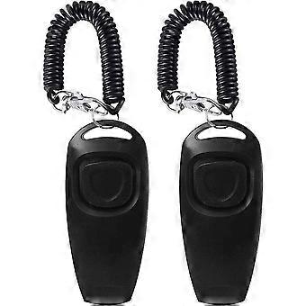 2 Pieces Dog Clicker and Whistle for Training, Stop Barking, with Wrist Strap