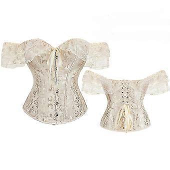 Vrouwen Floral Lace Off Shoulder Corset Bustier Boned Overbust Corset Bodyshaper Lingerie Top