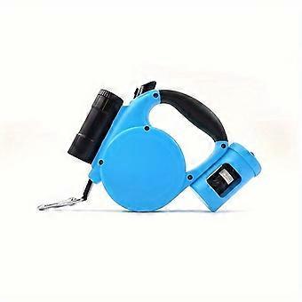 Premium Retractable Dog Leash Nylon Tape Flashlight Poop Bag Dispenser One-Handed Brake & Lock 360 Tangle-Free - Ideal for Small to Medium Dogs and Ca
