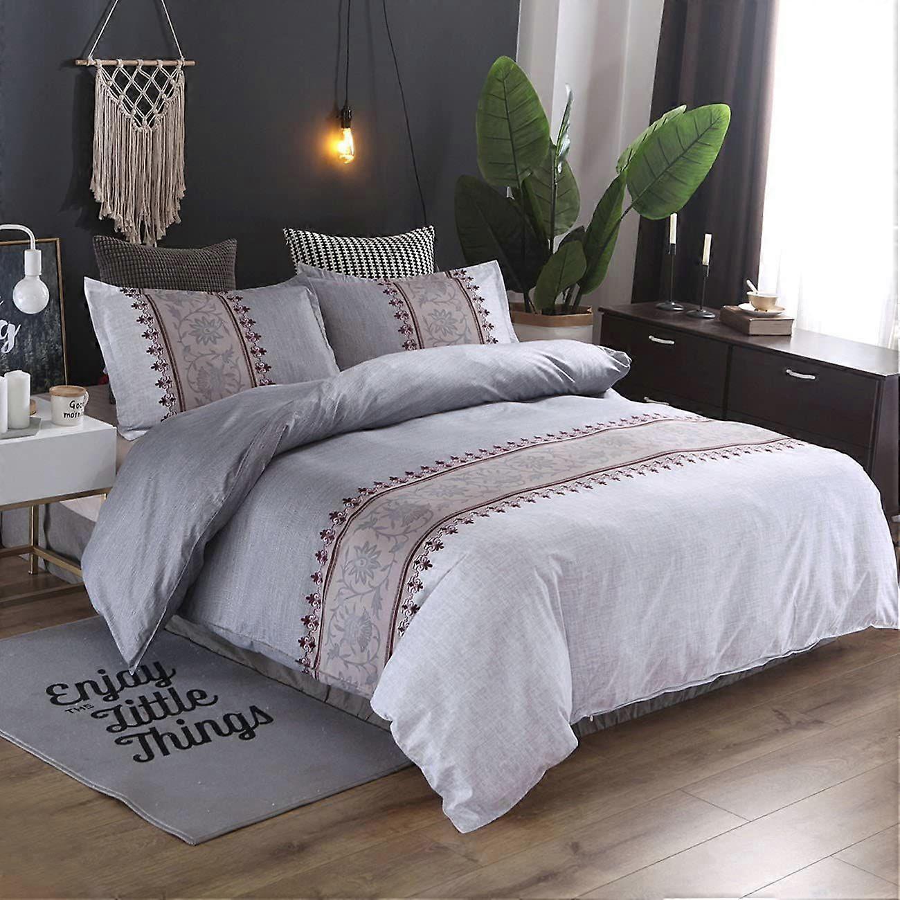 3 peças colcha capa cama edredom capa set cinza claro