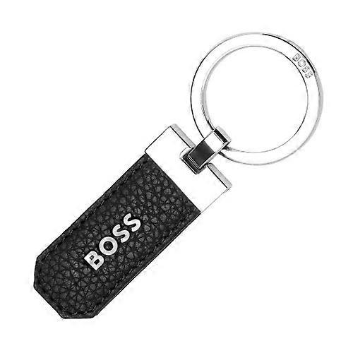 Boss Logo Grain Leather Polished Keyring