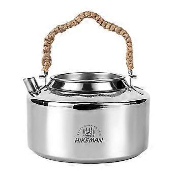 Stainless Steel Camping Kettle 1.2L with Heat‑Resistant Rope Handle, Lightweight Outdoor Tea Pot