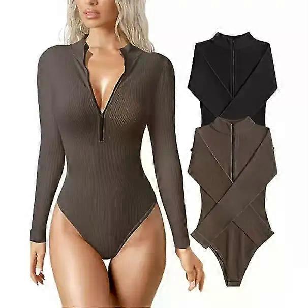 Sexy gerippter Langarm-Einteiler für Damen