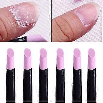 Kwarts nagelpen, 6 stuks, roze-paarse kwartspunt, geurloos manicure-instrument voor gladde randen en gezonde nagels, ergonomische handgreep voor gebruik in hand en voet.