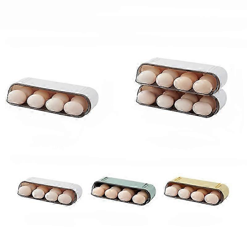PP Plastic Refrigerator Egg Storage Box with Slide Tray, 28.5x15x7.6 cm, Stackable