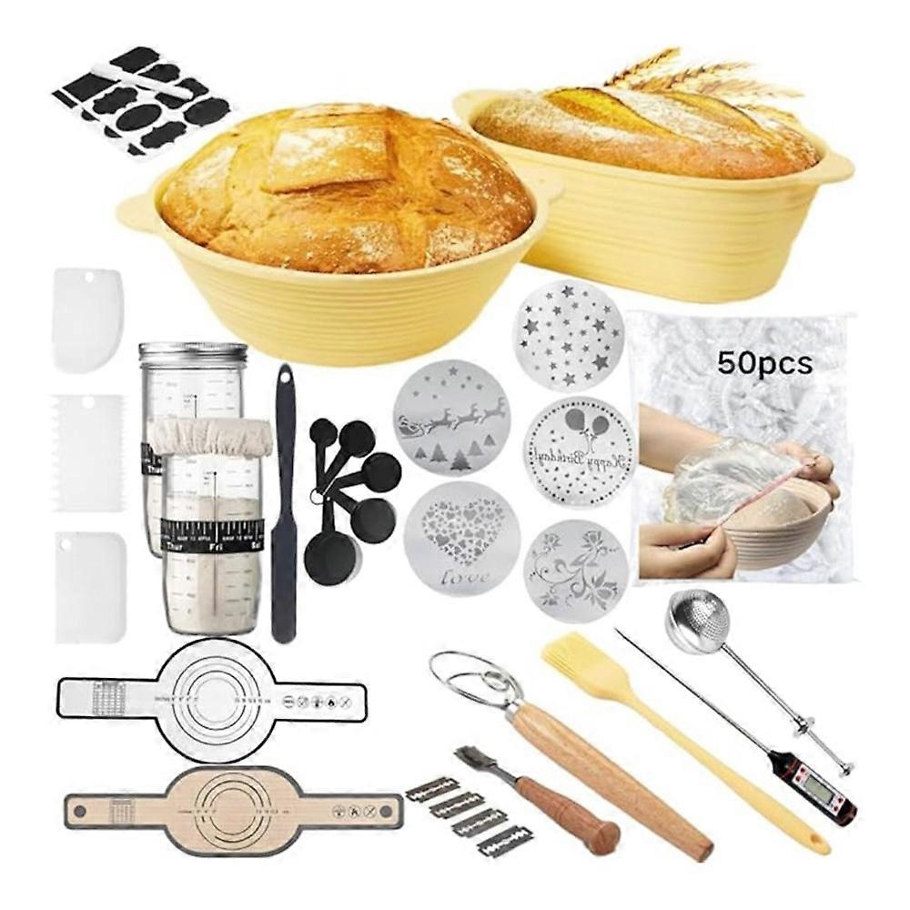 Sourdough Bread Baking Set - Complete Bread-Making Tool Kit,Proofing Basket Tool Set for Bread Enthusiasts