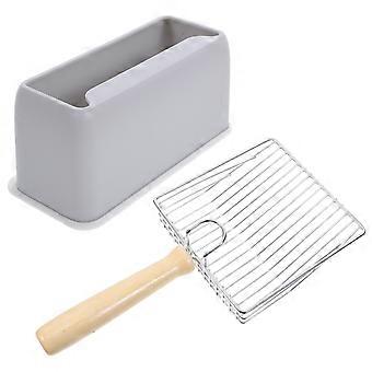 Dark Grey Metal Cat Litter Scoop for Easy Cleaning 1Set Included