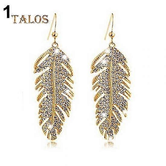 Alloy Feather Rhinestone Retro Boho Eardrops Party Hook Dangle Earrings