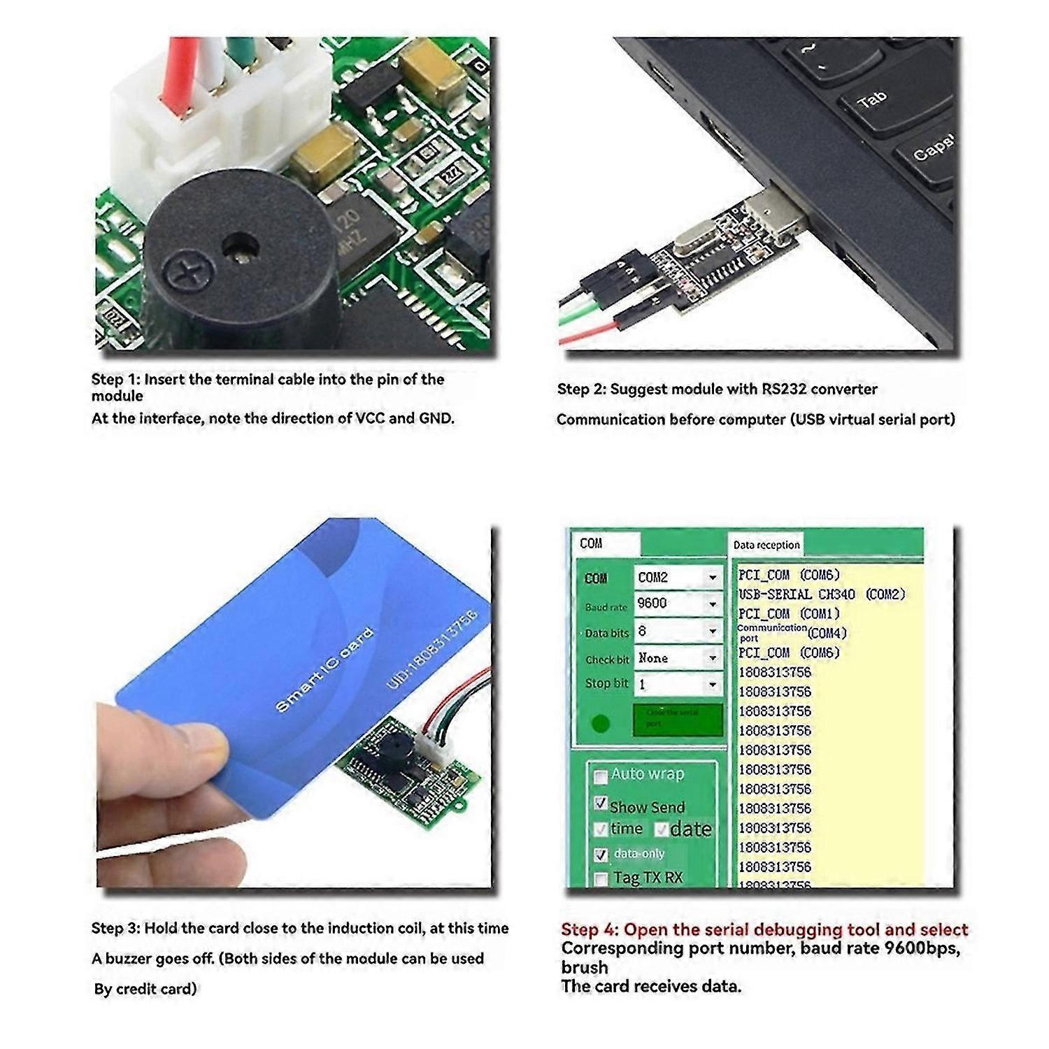 RS232 RFID Reader Module IC Card Reader 13.56Mhz Contactless Smart Card Reader 14443A Protocol Suppo