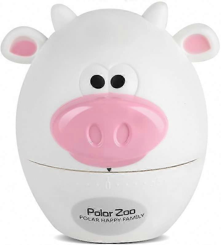 60-Minute Timer for Cooking & Homework - Cute White Cartoon Cattle Kitchen Timer