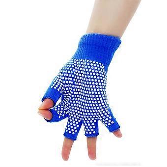 Guanti da allenamento antiscivolo, guanti in cotone a mezze dita, comodi guanti lavorati a maglia per yoga e sport (blu)