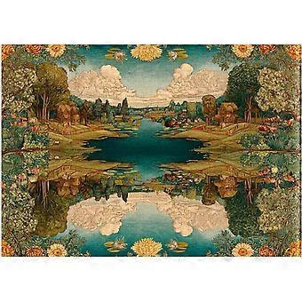 Vintage Floral Scenic Lake Jigsaw Puzzle William Morris Style Cottagecore Art Puzzles SQZ407