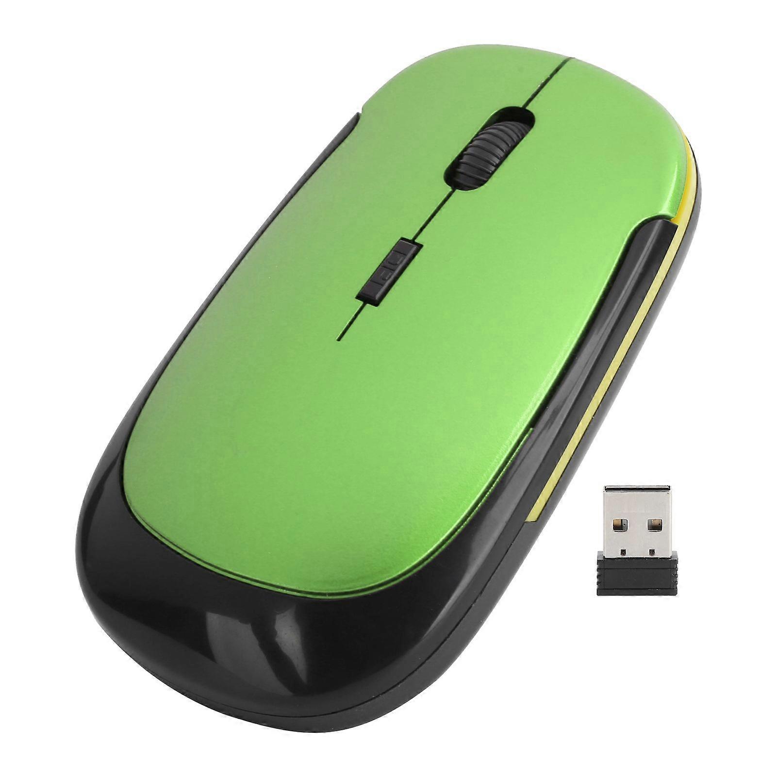 2.4G Wireless Mouse Adjustable Optical USB Receiver Notebook Computer Accessories 1600dpiGreen
