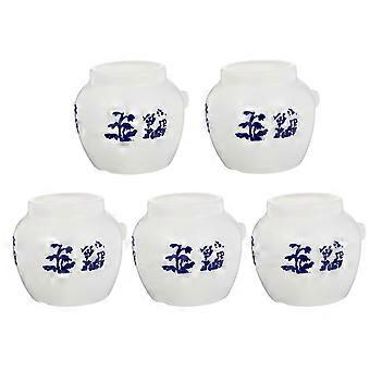 Bird Food Bowl Cage Parrot Round Holder for Feeding 5Pcs White