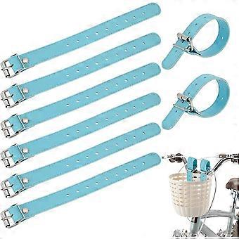 4 Pairs Bike Basket Straps, PU Leather Strap Leather Leash Bicycle Buckles Adjustable Handle Bars Strap Belt for Bike Front Basket Bicycle Basket