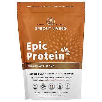 Sprout Living, Epic Protein®, Biologische plantaardige eiwitten + superfoods, chocolademaca, 456 g