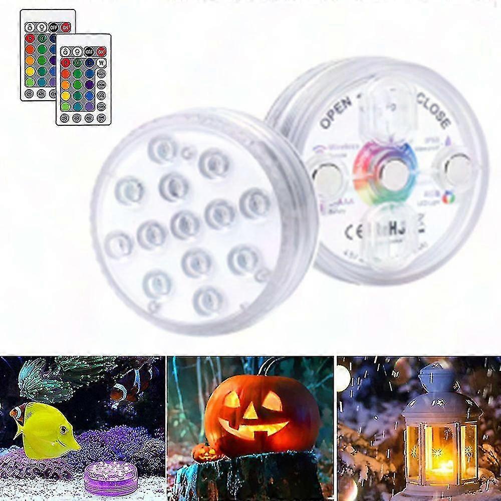 Waterproof LED Lights with Remote Control & Suction Cups - 2 Pack