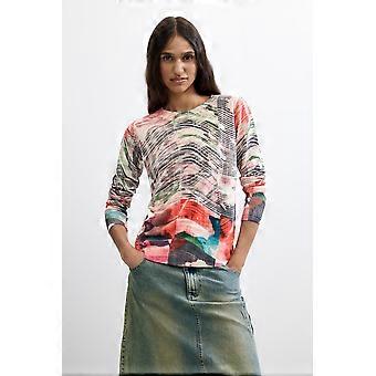 Desigual Glitch Fine Knit Sweater with Multicoloured Abstract Print 26WWJF32