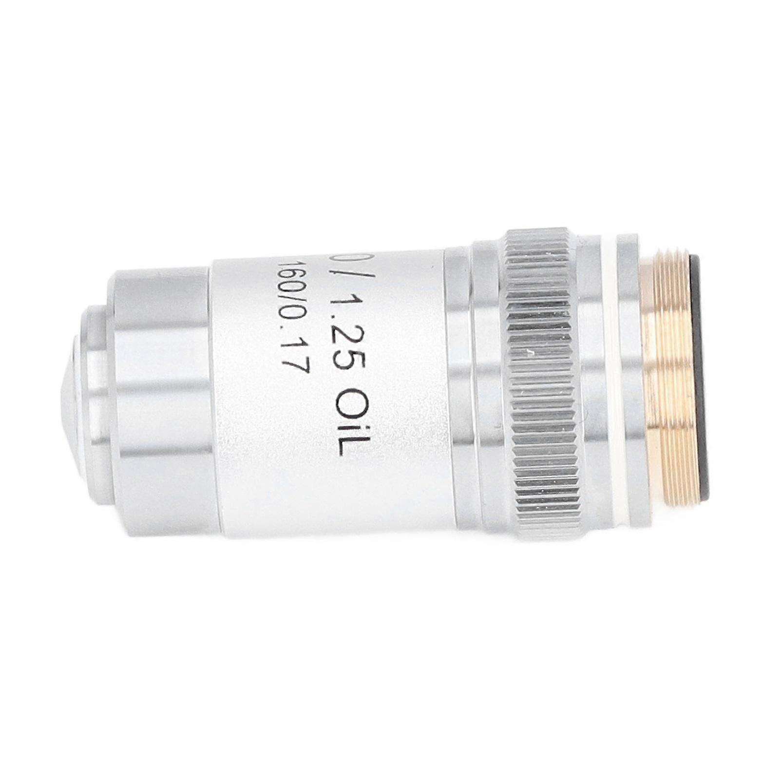 Achromatic Objective Brass Chrome Plated 100X High Power Microscope Lens Interface 20.2mm
