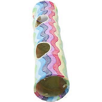 Flannel Cat Tunnel Toy for Home Rainbow Pattern Cat Tunnel Toy 1Pcs