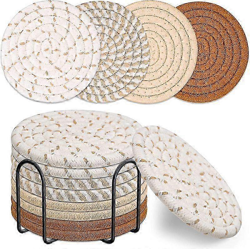 8 Pcs Hand-Woven Cotton Table Coasters