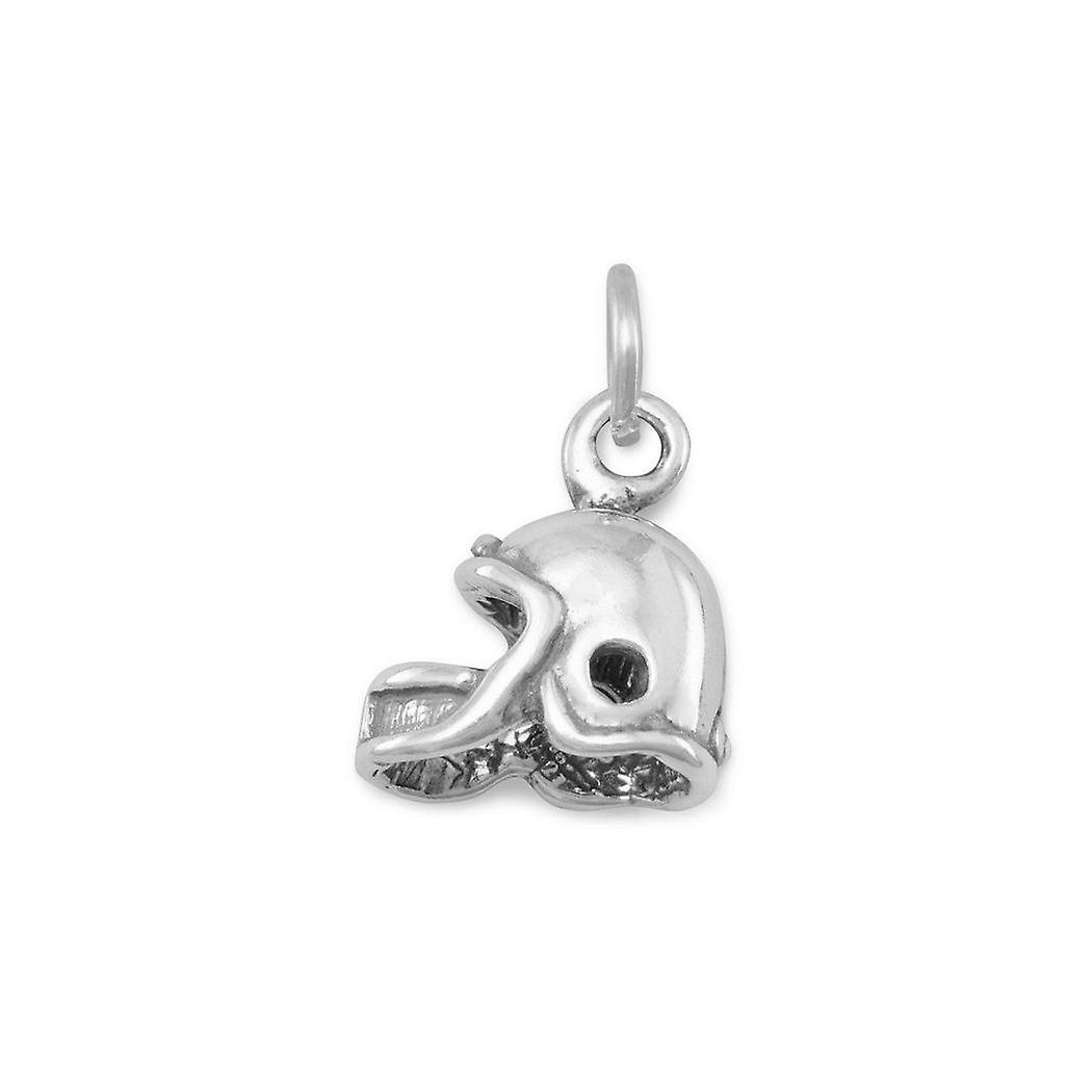 925スターリングシルバー酸化サッカーヘルメットチャーム12x12mm女性用ペンダントネックレス