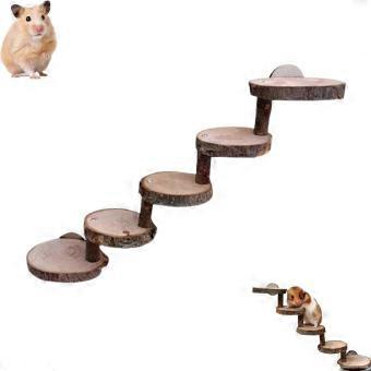 Houten ladder en kauwspeelgoed voor hamsters en kleine dieren, 5 lagen