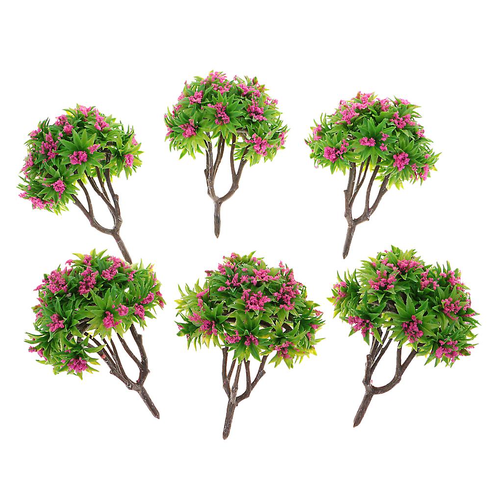 6 Pieces Model Trees Layout Train Landscape Scenery 1:100 HO Scale Rose Red