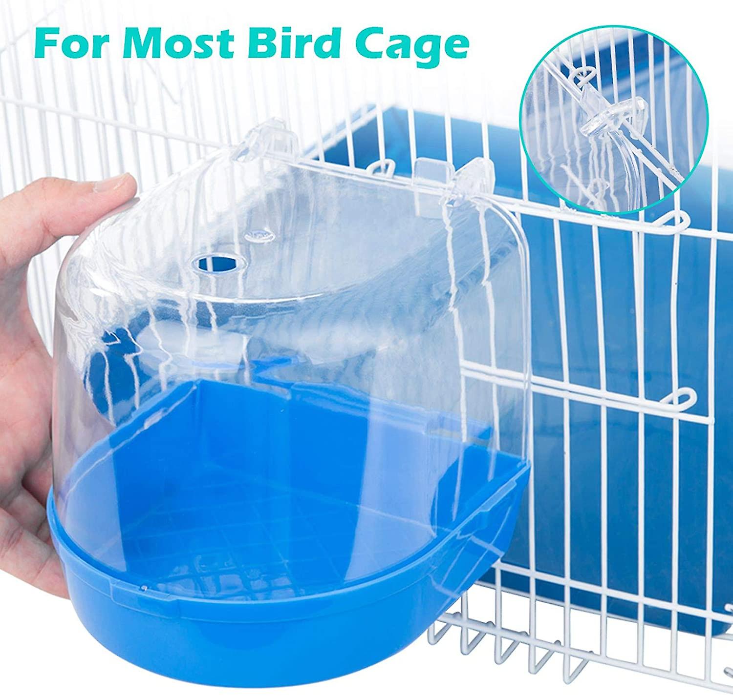 الطيور حمام مربع، الببغاء قفص الطيور حوض الاستحمام مع حاقن الماء للطيور الصغيرة الكناري الببغاوات الببغاوات، الأزرق