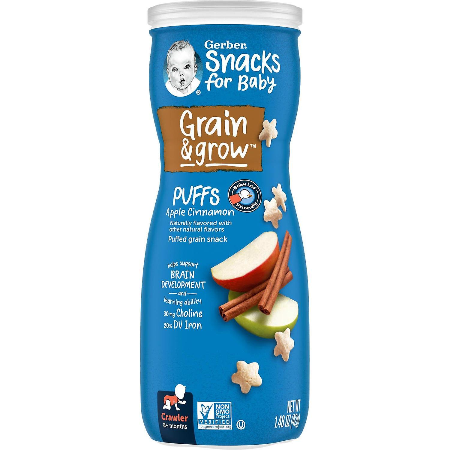 Gerber, Puffs, Puffed Grain Snack, 8+ Months, Apple Cinnamon, 1.48 oz (42 g)