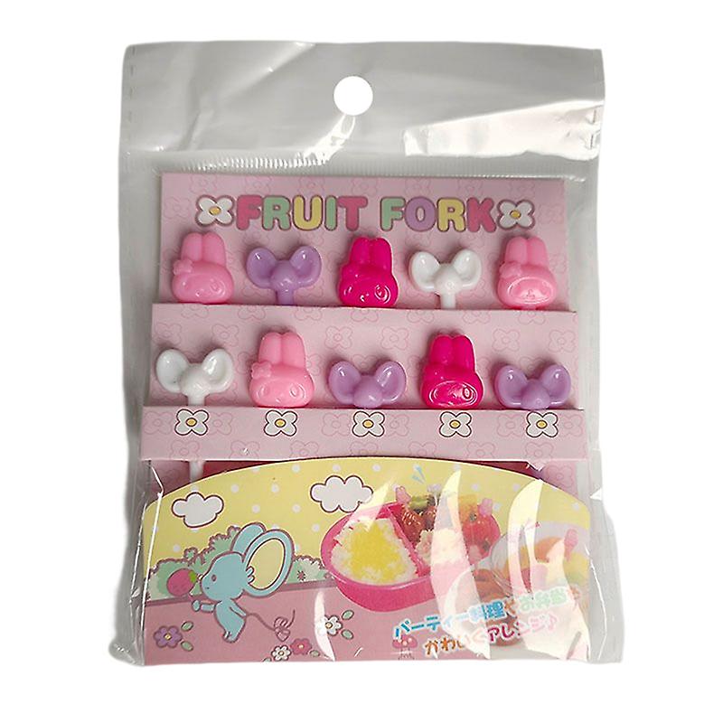 10pcs/set Mini Fruit Fork Snacks Cake Toothpicks Cartoon Lunch Bento Party Decor