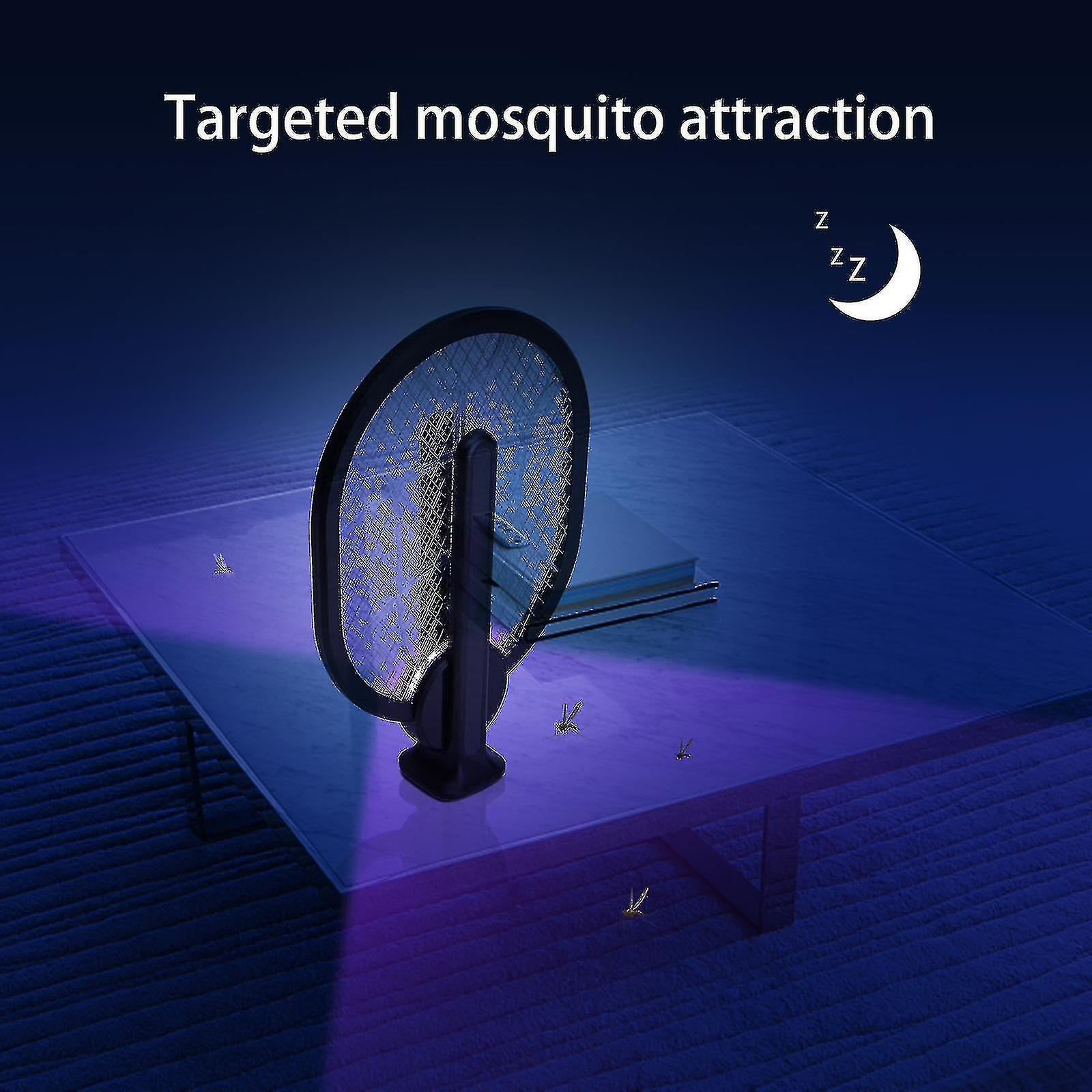 2023-4200V elektrisk flue zapper, 2 i 1 sammenleggbar flue swatter racket insektlampe, oppladbar bug zapper med ledet attractant , 3-