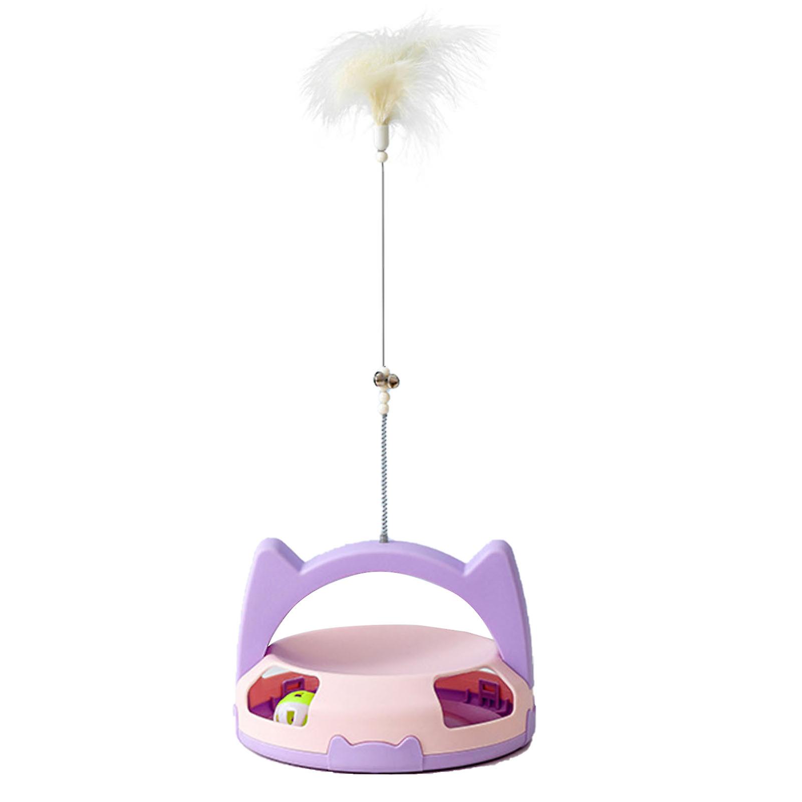 Automatic Rotating Feather Toy Bite Resistant Relieve Boredom Cat Teaser Toys with Roller Tracks Ball for Cats Kitten