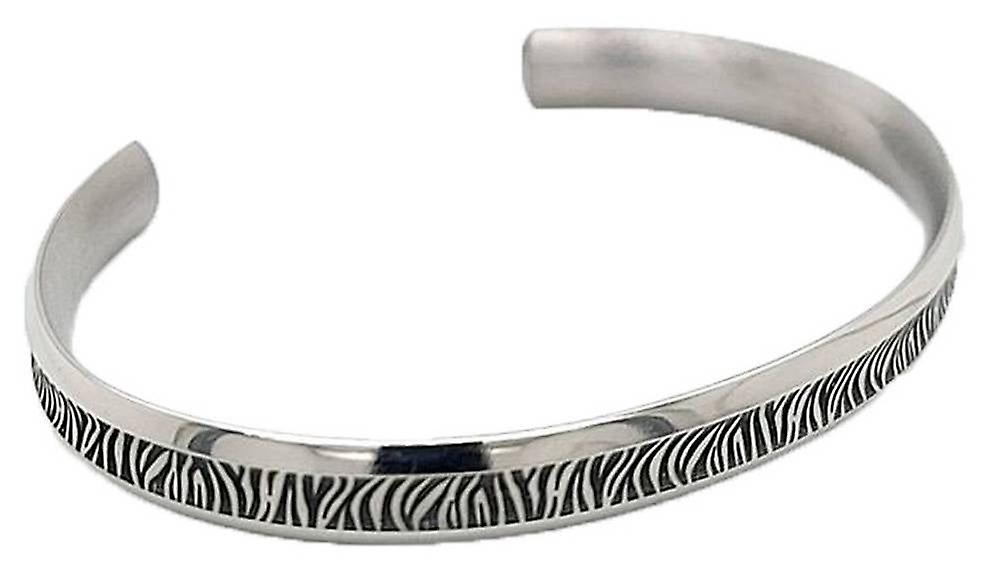 Ti2 Titanium Zebra Concave Bangle - Silver/Black
