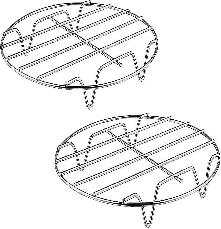 2 Pack 6/7/8 Inch Air Fryer Accessories Stainless Steel Cooking Rack Round Kitchen Steel Single-layer Grill Rack Grid (d-v2)