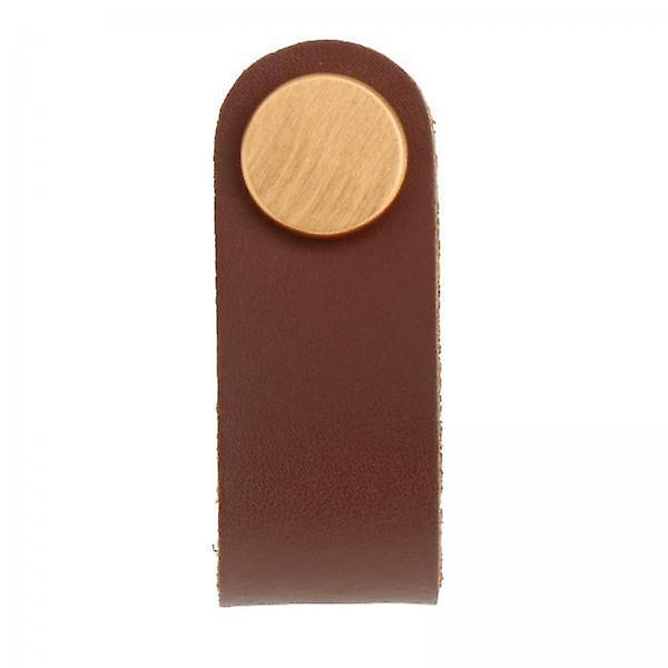 16xLeather Furniture Handle Pull With Screws Cabinet Door Knobs Hardware Brown