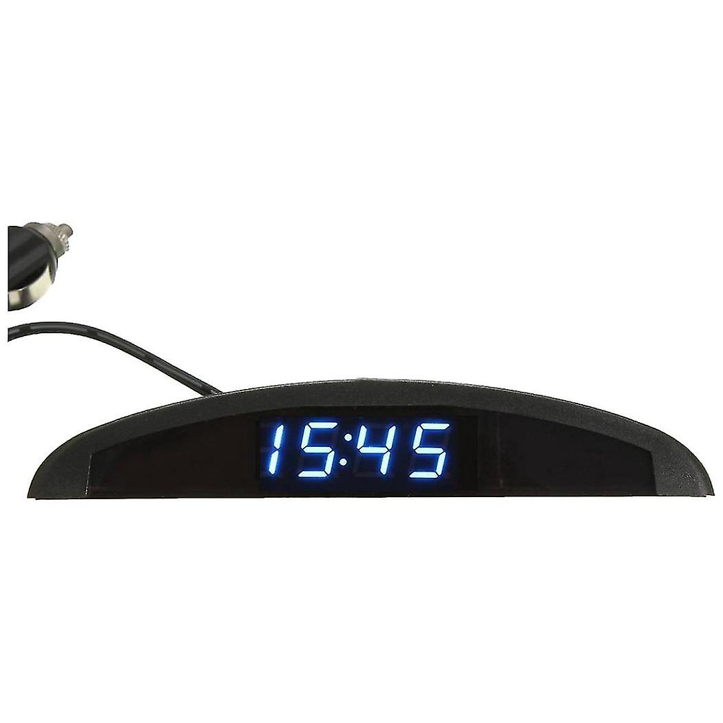 3-w-1 Samochód 12V Cyfrowy woltomierz LED Napięcie Temperatura zegarka Termometr, niebieski