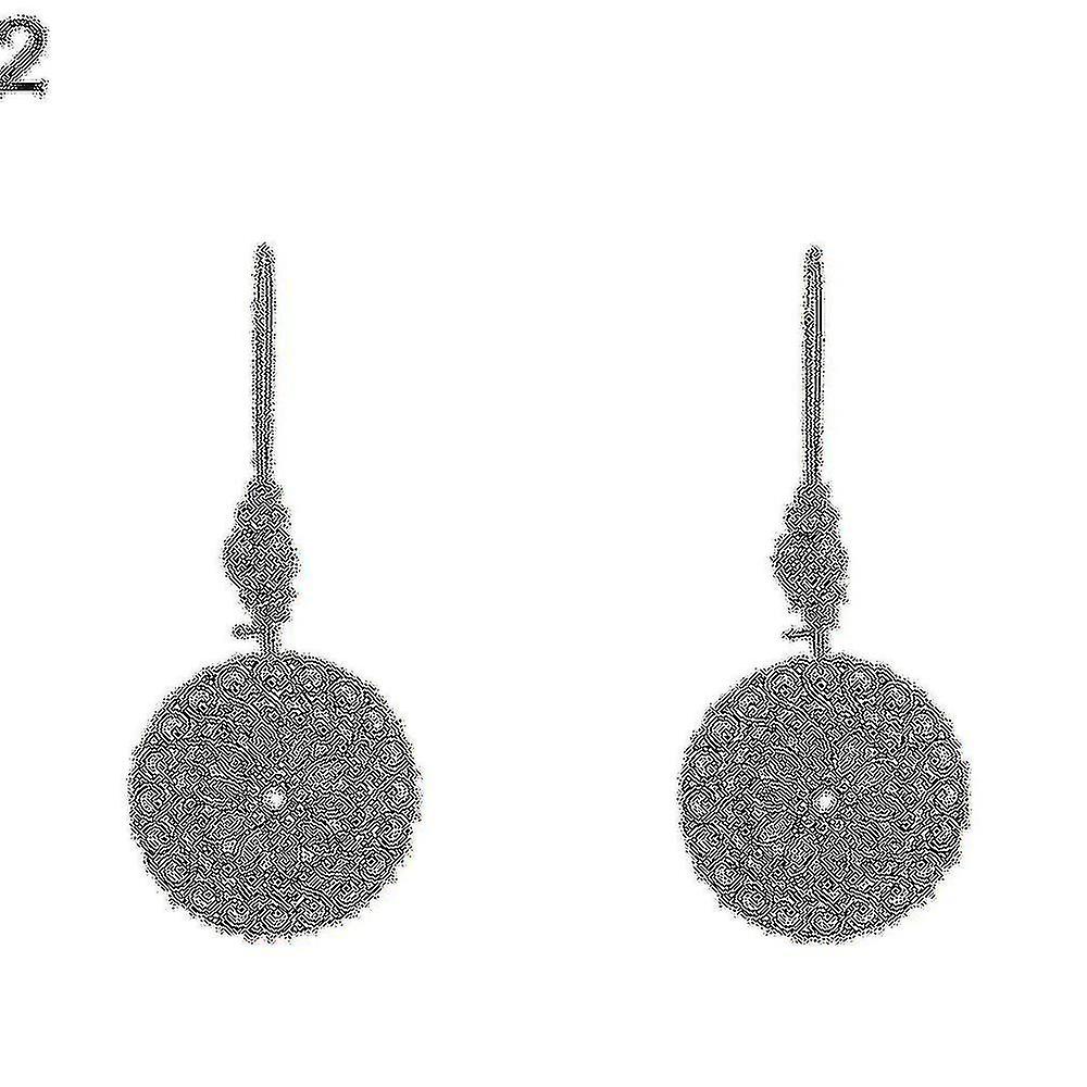 Vintage Hollow Round Pendant Enamel Flower Dangle Long Openwork Carved Earrings
