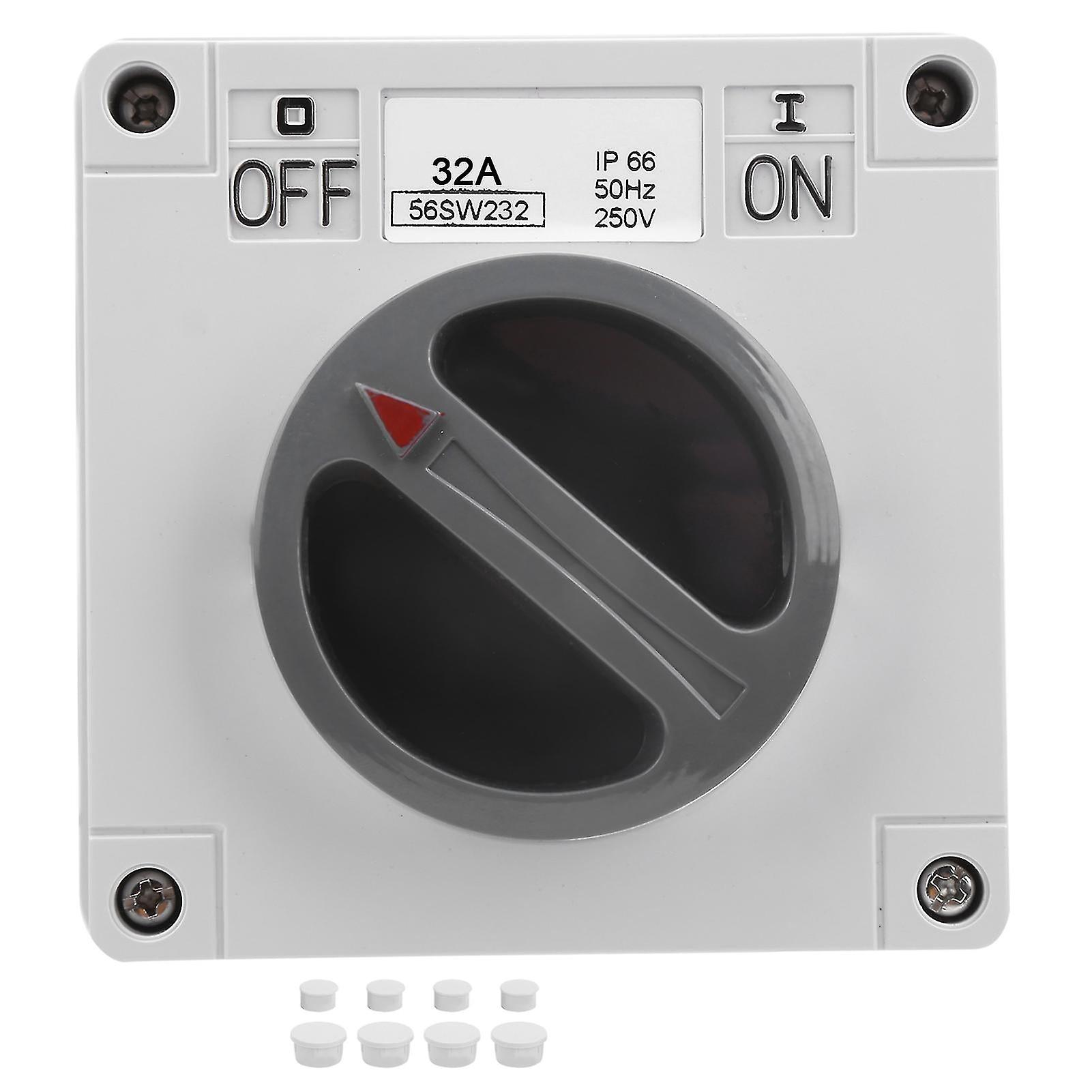 Outdoor Waterproof Switch Socket Dustproof Isolation Rotary Onoff Buttons And Indicators 250v(2p32a )