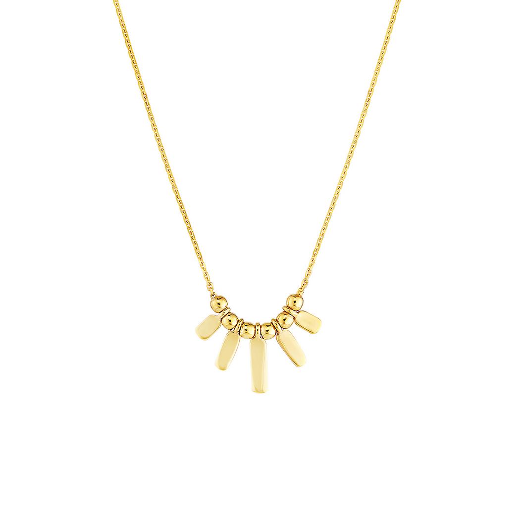 Colar ajustável de 45 cm (18 polegadas) em ouro amarelo 14k com pingente retangular degradê ao centro. Ideal para mulheres.