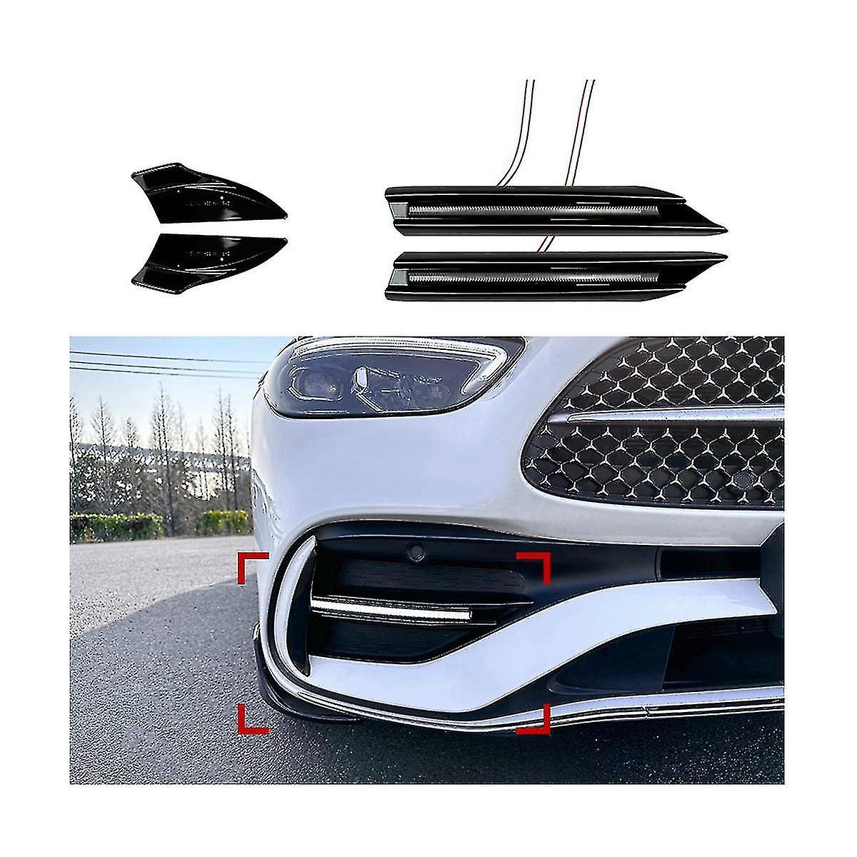Front Bumper Lip Spoiler Splitter Drl Led Daytime Running Light For C-class W206 C200 C300 C43